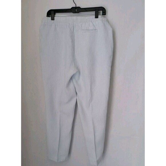 Kenar Women's Pin Striped Linen Drawstring  Cropped Pants Size Large - Picture 2 of 8